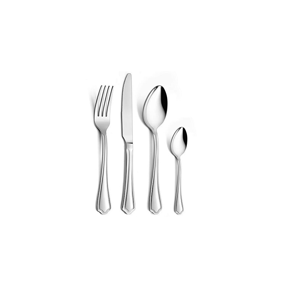 Cutlery Sets, Homikit Stainless Steel 32 Piece Cutlery Set Include Metal Fork Knife Spoon, Silver Dinnerware Flatware Sets for Home/Travel/Party,