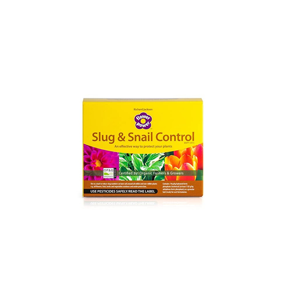 Flower Power Richard Jackson Organic Slug & Snail Control, Natural Eco Friendly Metaldehyde-Free Pellets, Rain Resistant, An Effective Way to Pro