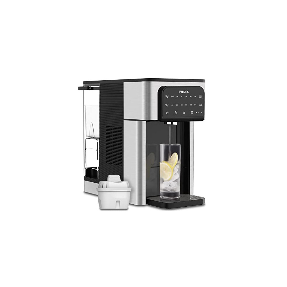 Philips Water ALL-IN-ONE Water Station, Hot & Cold Filter Water Dispenser, 2,8L Capacity, 6 Temperature Presets, Touch screen, Silver/Black, One 