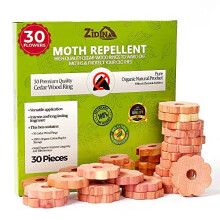 Zidina Moth Repellent for Clothes 30x Rings 100% Natural Cedarwood I Best alternative to Moth Killer for Wardrobe, Freshener and Moth Balls I Inc