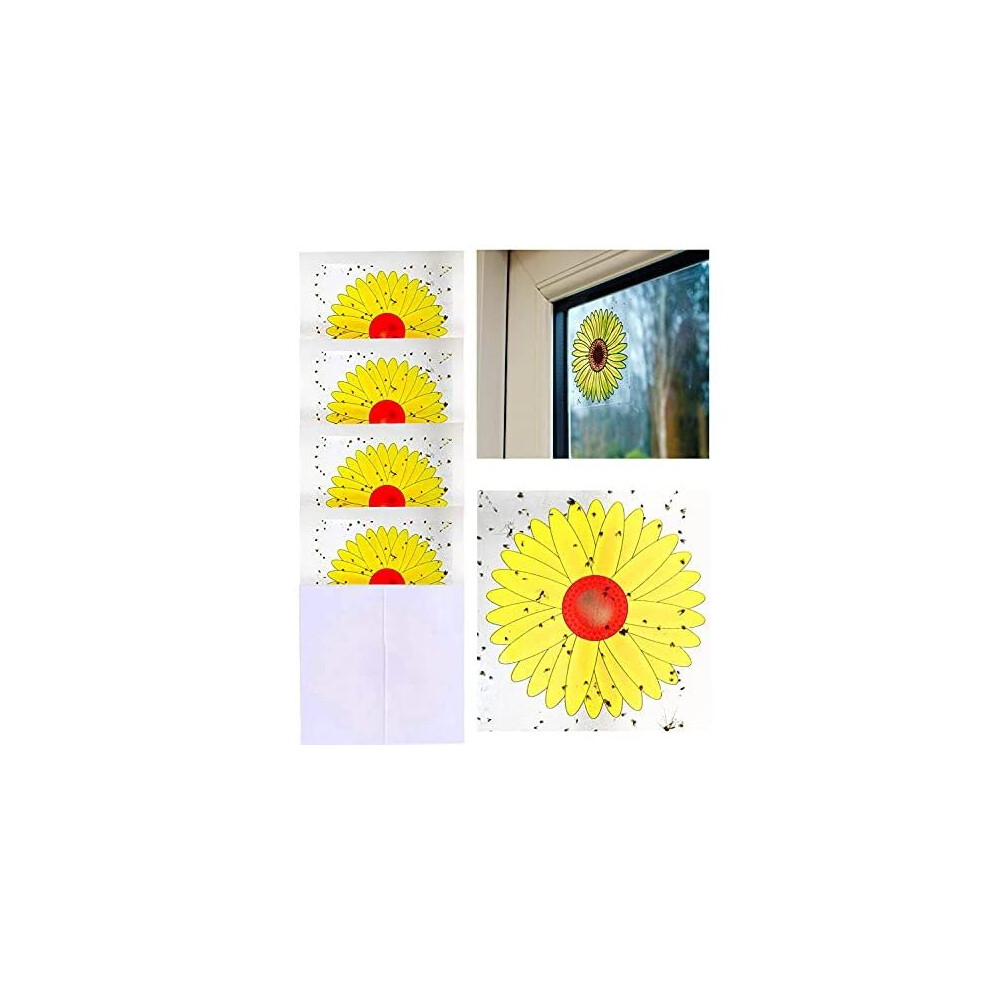 16PCS Window Fly Traps, Sunflower Style Window Fly Stickers, Insect Flies Wasp Pest Killer - 4 Packs x 4 Traps Each Package