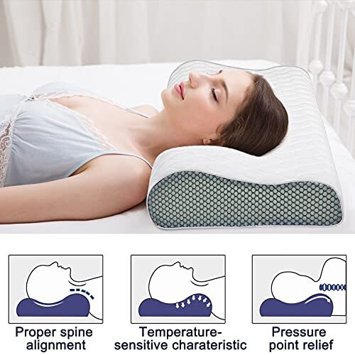 Fityou Memory Foam Pillow Ergonomic Neck Support Contour Pillow Orthopaedic Cervical Pillow Sleeping Pillow with Zip for Side Sleepers Back Sleep on OnBuy