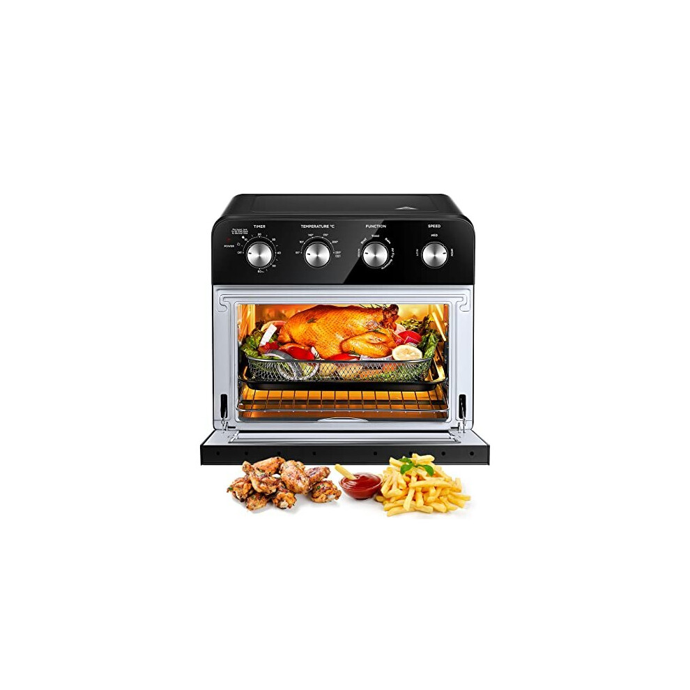 FOHERE Air Fryer Oven 23L Mini Oven, Multi-function Countertop Convection Oven with Rotisserie and Dehydrator, Oil Free Cooking, Non-Stick Inner,