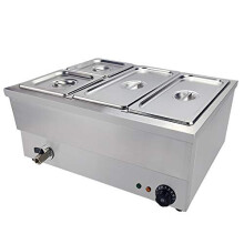 Electric Bain Marie Food Warmer Stainless Steel Buffet Food Warmer Steam Table for Catering and Restaurants 1500W 1/3x2, 1/6x2 Pans with Lids