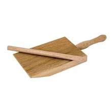Tredoni Professional Gnocchi/Garganelli Wood Paddle Slanted Ridge Board Pasta Maker + Stick 3,6x5 """" (9x12,5 cm)