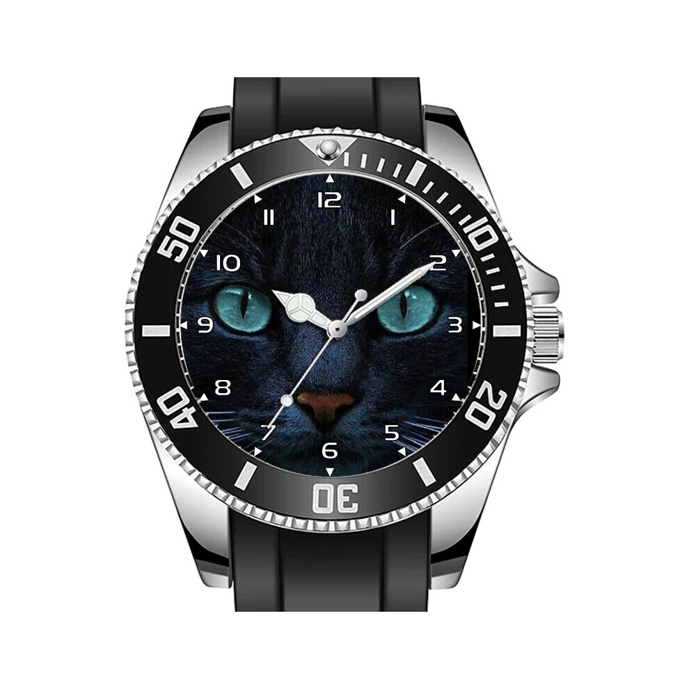 Black Cat Kitten Cute Close-up Rare Collectible Unisex Sporty Watch UK FAST