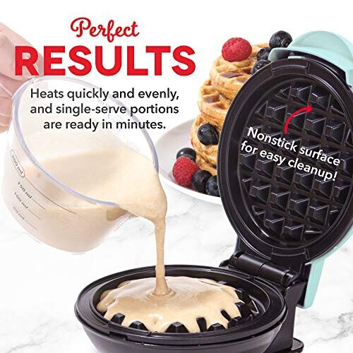 Dash Mini Waffle Maker, Aqua 2