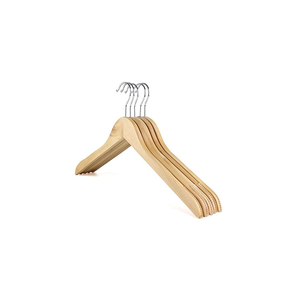 The Hanger Store 10 Wooden Coat Hangers with Non slip Rubber Grips