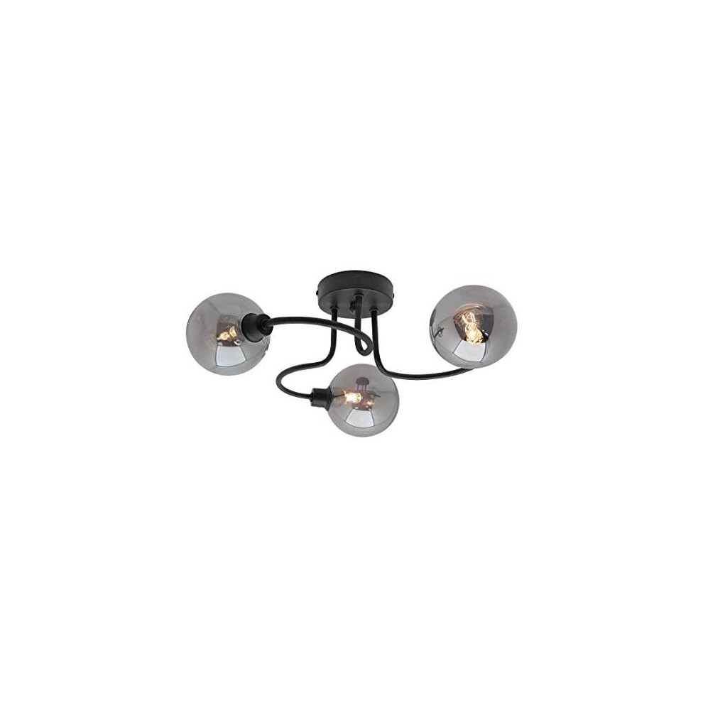 Modern Black 3 Way Spot Flush Ceiling Light Round Mini Globe Smoke Glass Shades M0154 3 x G9 5w Warm