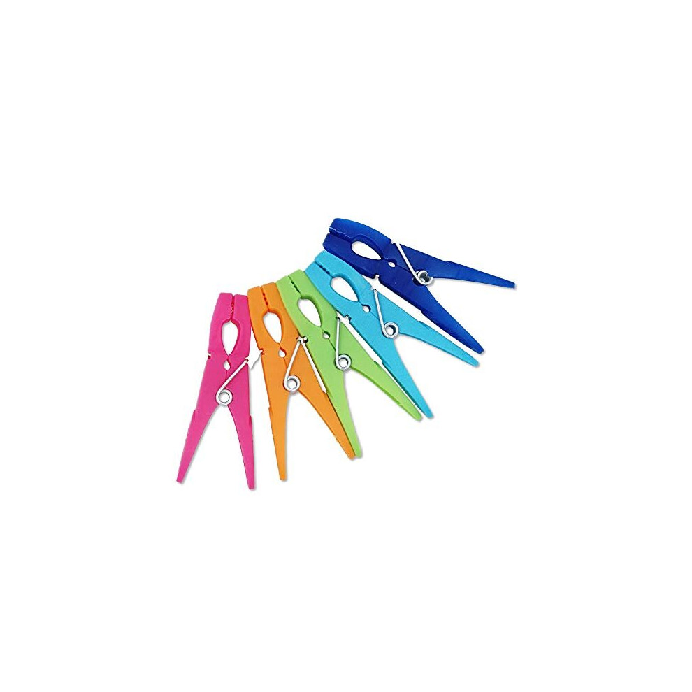 Vidence Clothes Pegs,50 Packs Clothes Pegs for Washing Line,Washing Pegs with Durable Outer Ring Spring,Assorted Colours Clothes Pegs Plastic Non
