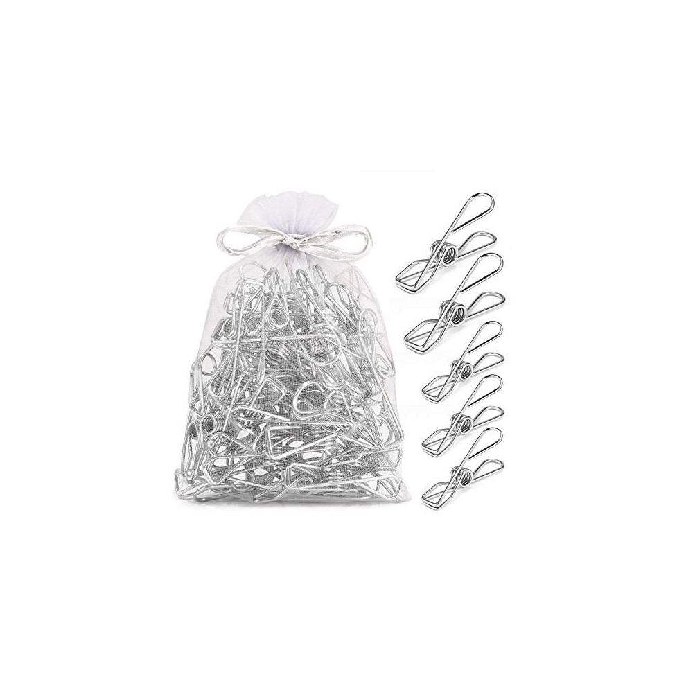 Clothes Pegs Chip Clips Pack of 40, Long-lasting Strong-Grip Metal Laundry Clips for Washing Line, Snack Bags, Washcloth, Pictures, Paper at Hous