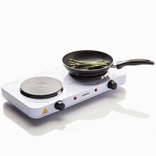 Sabichi 171870 Portable Electric Non Slip Twin Hob with New Hot Plate Cooker, 2000 W