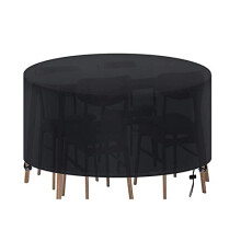 Garden Furniture Cover, LCGOD Round Garden Table Cover Waterproof Windproof Anti-UV, 600D Oxford Protective Cover for Patio 4-6 Seater Circular T