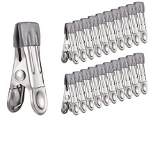 Phoetya 30Pcs Stainless Steel Clothes Pegs, Multifunctional Non-Slip Metal Laundry Pegs Clothes Pins Clips for Sock, Shoes, Towel, Food Sealing,