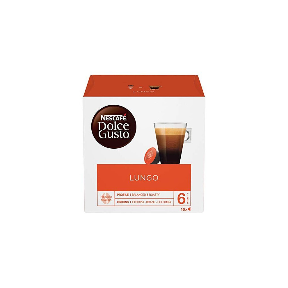 NESCAFÃ Dolce Gusto Lungo Coffee Pods, 16 Capsules (Pack of 3, Total 48 Capsules, 48 Servings)