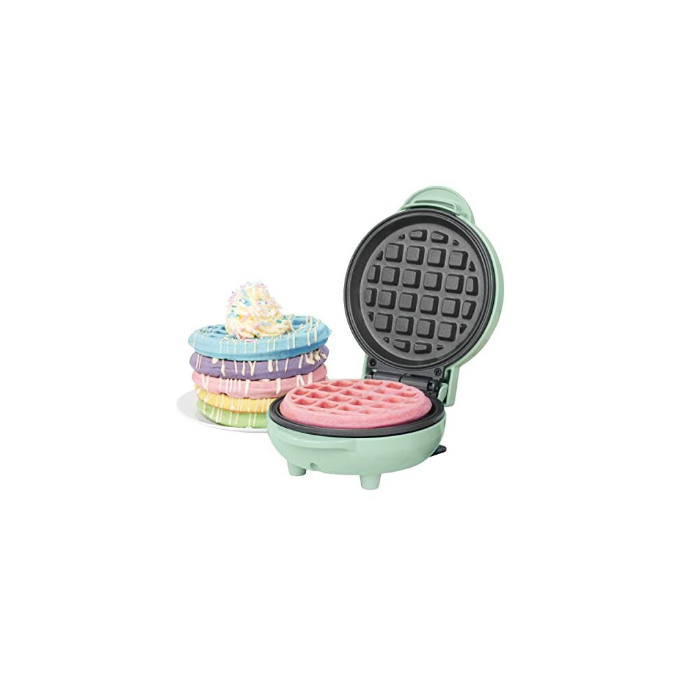 Giles & Posner EK4214GSGR Pastel Mini Waffle Iron/Waffle Maker, 550W, Non-Stick Plates, Belgian & American Waffle Maker, Waffle Machine, 11.5cm P