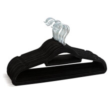 50 Non Slip Velvet Hangers | Heavy Duty Black Felt Coat Hangers |360 Degree Swivel Hooks |Premium Space Saving Design