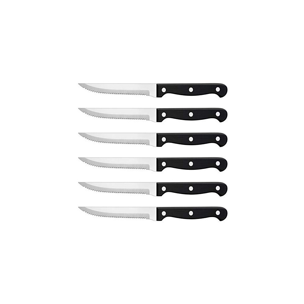 Homikit Steak Knives, Stainless Steel Serrated Kitchen Knife Set of 6, Utility Table Dinner Knife Cutlery Sets for Steak Bread Tomato Meat, Sharp