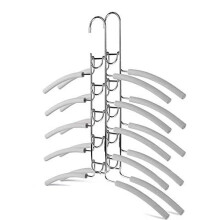 Amber Home 2pcs Space Saving Multi Layer Metal Coat Hanger, Heavy Duty 5-Tier Anti-slip Sponge Magic Clothes Hangers, Wardrobe Storage Multifunct