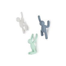 Umbra Buddy Wall Hooks Decorative Wall Mounted Coat Hooks for Hanging Coats, Scarves, Bags, Purses, Backpacks, Towels and More, Set of 3, Light