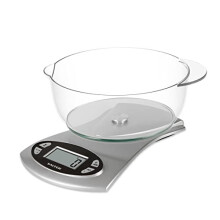 Salter 1069 SVDR Electronic Kitchen Scale with 1.8 Litre Detachable Dishwasher Safe Bowl, Easy to Read LCD Screen with Clock, Timer and Room Temp