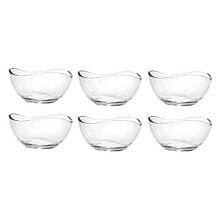 Camellias 6-Piece Glass Dessert Bowls Sundae Ice Cream Set Of 6 Appetiser Fruit Salads Pudding Glass Dishes Small Fruit Serving Starter Glass Bow