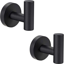 QNIIAED 2 Pcs Bathroom Towel Hook,Screw in Metal Coat Hook Matte Black Robe Hook SUS 304 Stainless Steel Heavy Duty Door Hanger Towel Robe Clothe