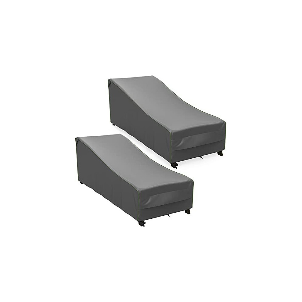 NUPICK Patio Chaise Lounge Cover, 86 Inch Outdoor Furniture Chair Cover, 100% Waterproof, Rip-Stop and Weather Resistant, Grey, Pack of 2