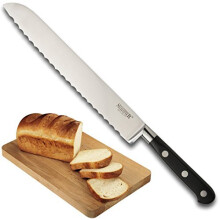 Sabatier Professional Serrated Bread Knife - 8in/20cm Full Tang Blade Forged from High Graded Taper Ground Stainless Steel, Triple Rivet Comfort