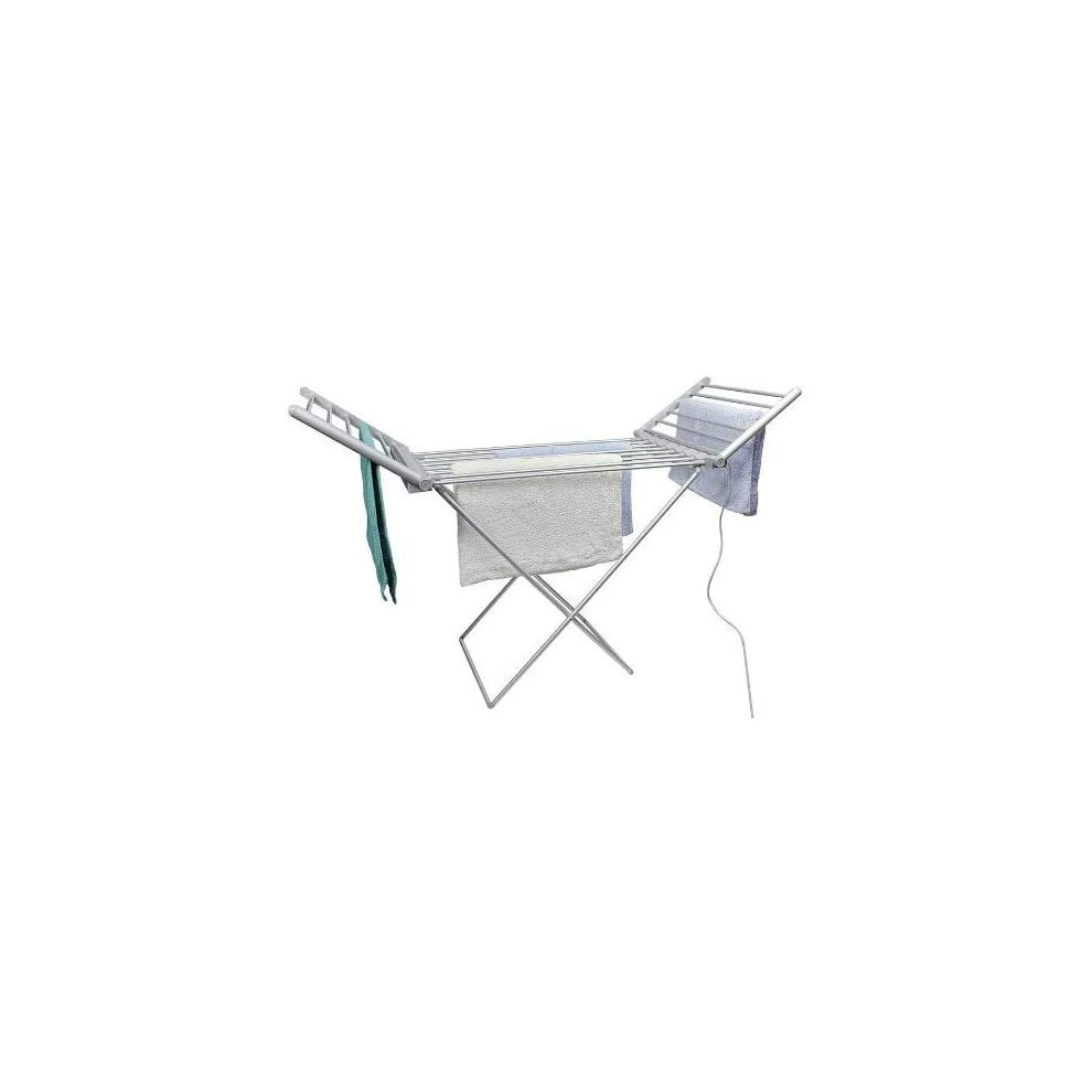 Highlands Electric Heated Clothes Dryer Folding Energy-Efficient Indoor Airer Wet Laundry Drying Horse Rack, Silver