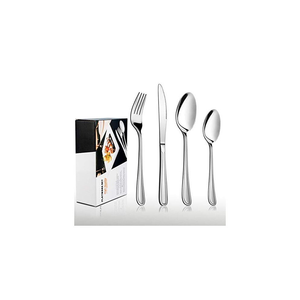 32 Piece Cutlery Set, HaWare Classic Stainless Steel Flatware Silverware Sets with Knife Spoon Fork, Service for 8, Mirror Polish & Dishwasher Sa