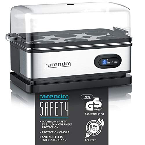 Arendo - Electric Egg Boiler - Automatic Cooker with Warming Function - 6 Egg Capacity - Indication Light - for Perfect Soft and Hard Eggs - Wate 2
