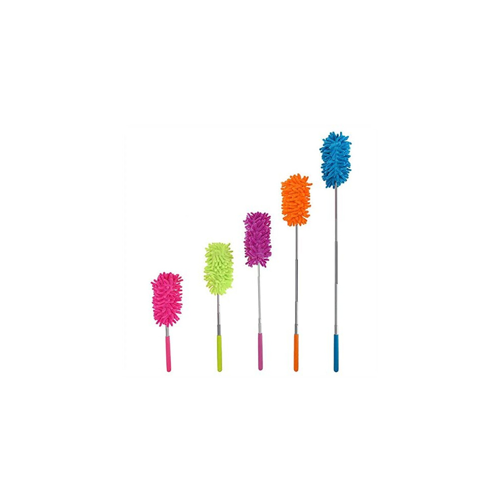 Extendable Feather Duster Skirting Board Cleaner For Cleaning Venetian Blind Tool Radiator 75cm Assorted Colors Telescopic Pole Bendable Feather