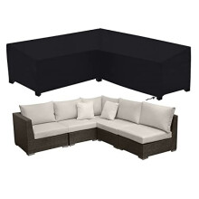 Enzeno Garden Furniture Covers waterproof, 420D Oxford Fabric L-Shape Garden Sofa Covers, Rattan Corner Sofa Cover , outdoor corner sofa cover wi