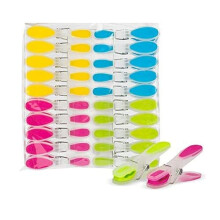 40 x Soft Grip Pegs Strong Plastic Laundry Pegs for Washing Line Indoor/Outdoor Clothes line Pegs - Assorted Colours