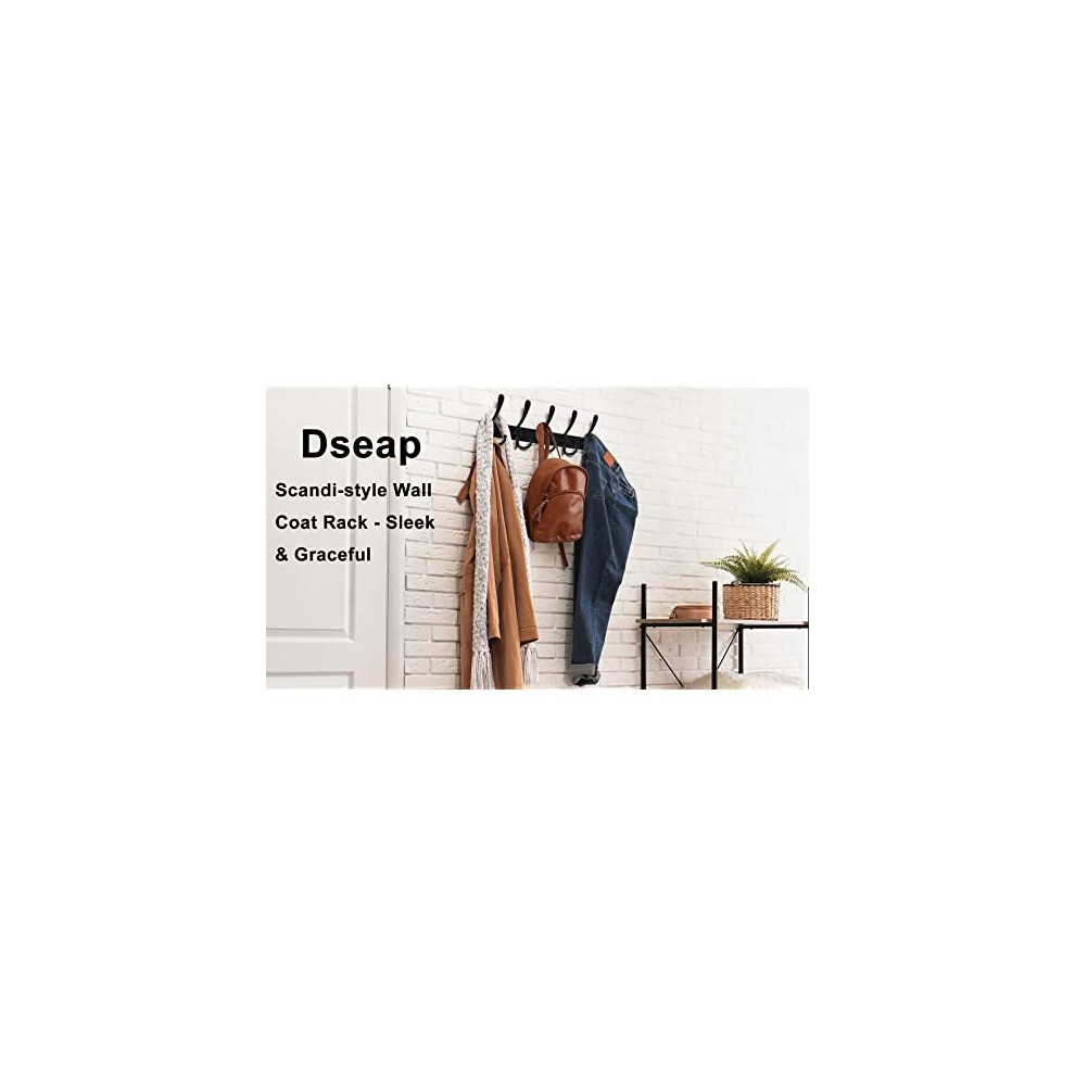 Dseap Coat Rack Wall Mounted - 5 Tri Hooks, Heavy Duty, Stainless Steel, Metal Coat Hook Rail for Coat Hat Towel Purse Robes Mudroom Bathroom Entryway
