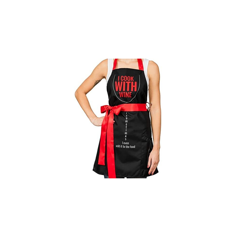 diVinto Woman Cooking Apron with Stopper and Pockets, BBQ apron, Funny Gift for Women and Wine Lover
