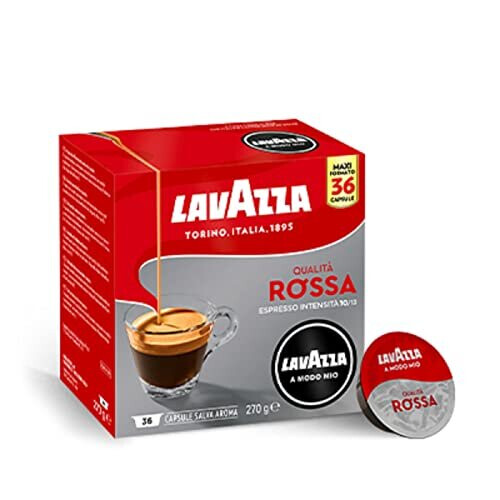 Lavazza A Modo Mio Qualità Rossa, Coffee Capsules, Arabica and Robusta, Full and Sustained Taste, Intensity 10/13, Medium Roasting, Perfect for a