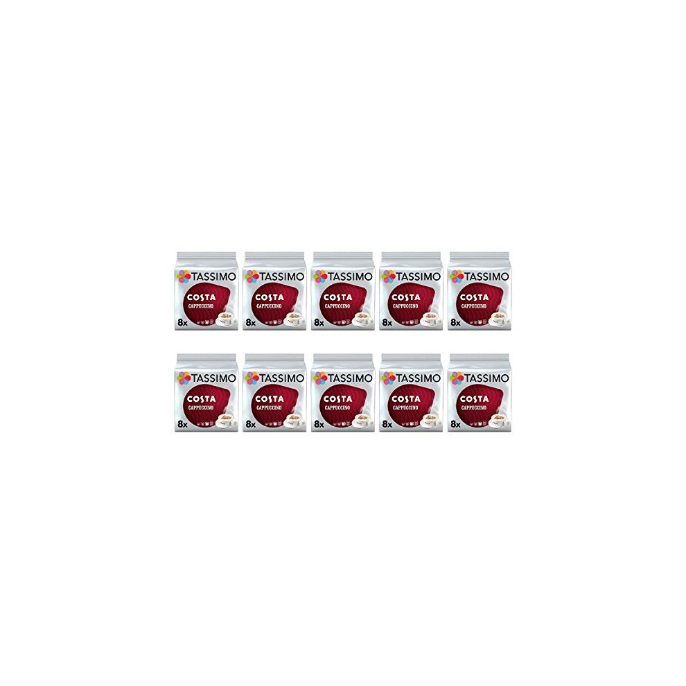 Tassimo Costa Cappuccino Coffee Pods - 10 Packs (80 Drinks)