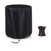 Iptienda Small Round Table Cover Waterproof, Patio Table Cover Cooling Table Cover for Keter 7.5-Gal Cool Bar Waterproof Ice Bucket Cover-Black (