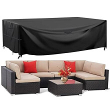 GARPROVM Garden Furniture Cover, Garden Table Cover 600D Heavy Duty Oxford Polyester Outdoor Patio Rectangular Cover Windproof,Waterproof&Anti-UV
