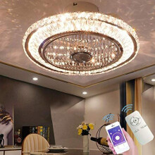 Ceiling Fan with Lamp, Crystal Ceiling Fan with LED Light, 72W Modern LED Dimmable Ceiling Light,Adjustable Wind Speed, with Remote Control,Resta