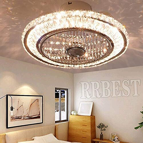 Ceiling Fan with Lamp, Crystal Ceiling Fan with LED Light, 72W Modern LED Dimmable Ceiling Light,Adjustable Wind Speed, with Remote Control,Resta 2
