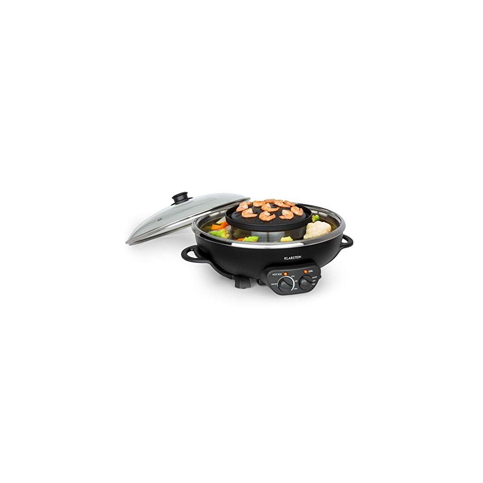 Klarstein Hot Pot and Grill Plate - Hot Pot Cooker, Electric Pot, Volume: 5 L, HotPot: 1350 W / 38 cm Ã, Grill Plate: 600 W / 22 cm Ã, Aluminium