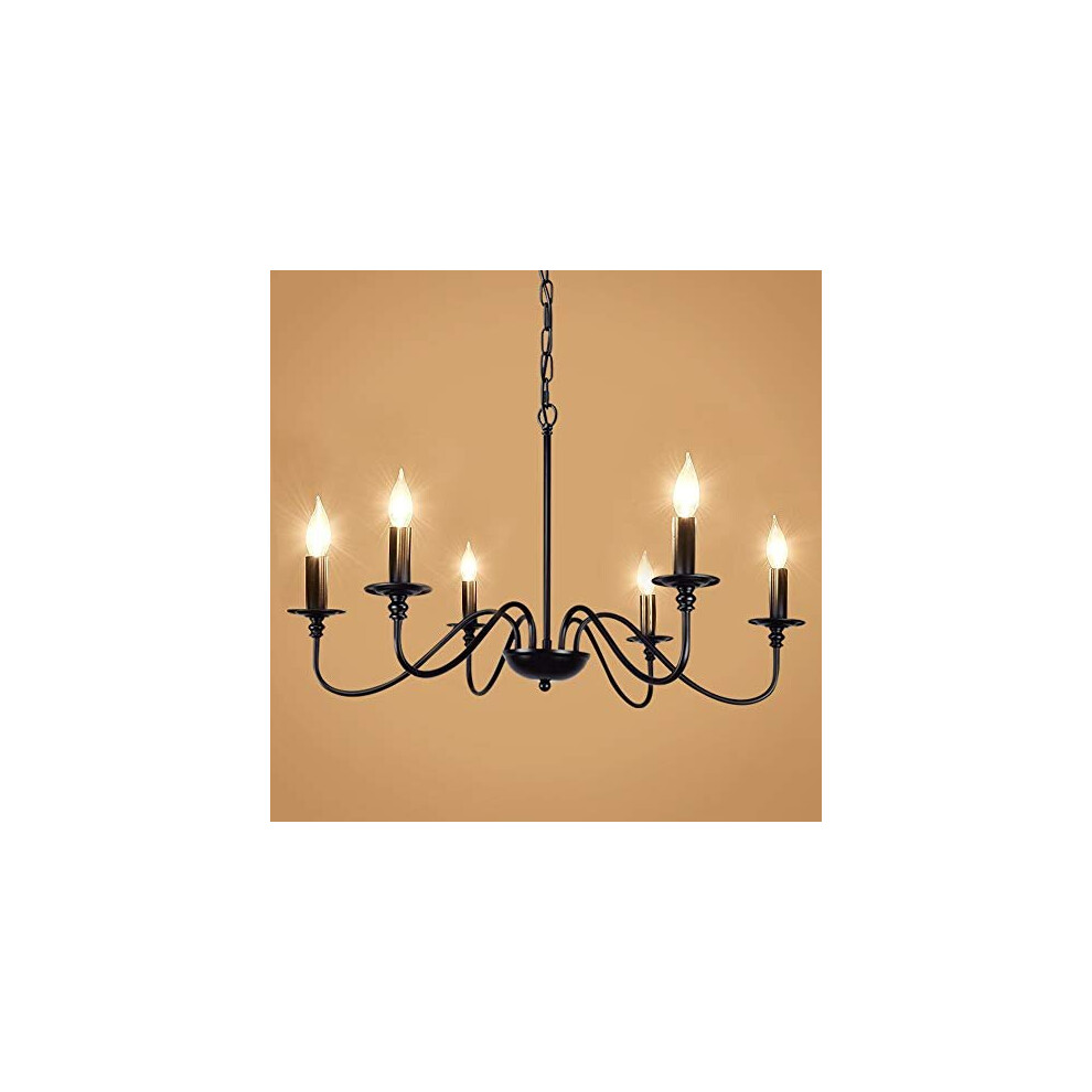 Depuley 6-Light Chandeliers, Industrial Pendant Ceiling Lights, Vintage Black Iron Chandelier Lighting, Candle Ceiling Pendant Light for Kitchen