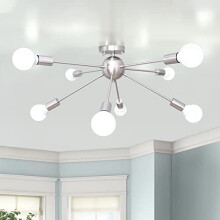 Sputnik Ceiling Light Nickel, ASHUAQI 8-Light E27 Base Modern Chandeliers Industrial Ceiling Lights for Living Room, Kitchen, Bedroom, Dining Roo