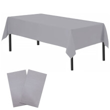 (Grey, 2pcs) Time to Sparkle 4.5x9ft Plastic Tablecloth Cover Rectangle Home Wedding Unique Wipe Clean Party Event Christmas