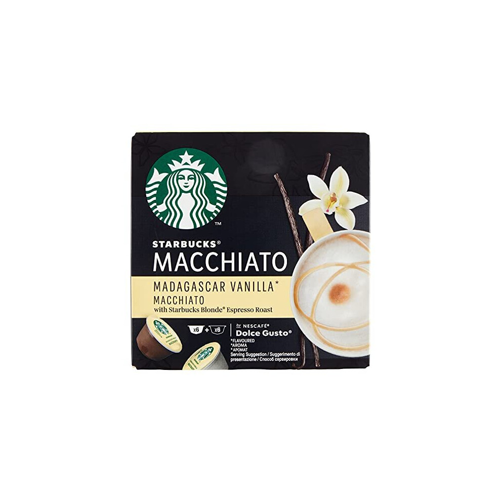 Starbucks Dolce Gusto Madagascar Vanilla Macchiato Coffee Pods X 12