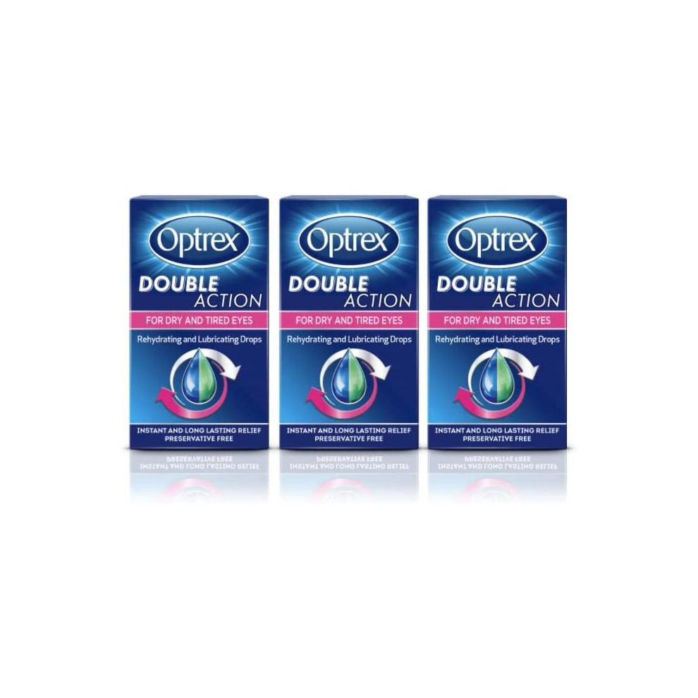 Optrex Double Action Eye Drops for Dry and Tired Eyes  3 x 10ml