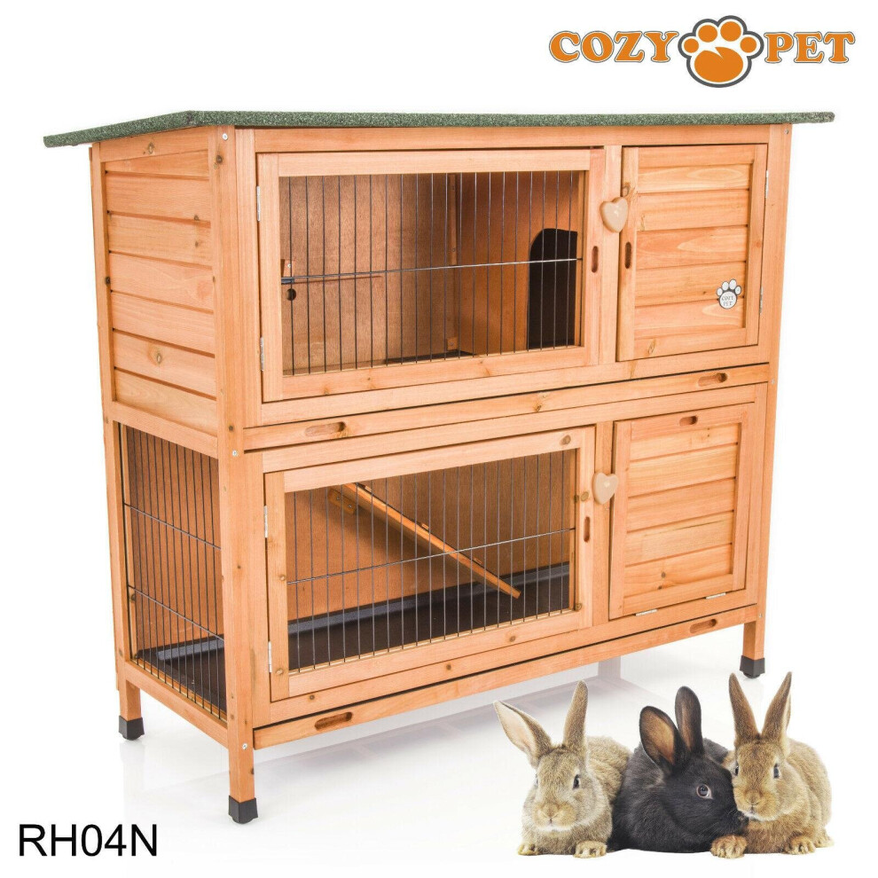 Rabbit Hutch Cozy Pet 4 ft Natural 2 Levels Guinea Pig Run Ferret RH04N